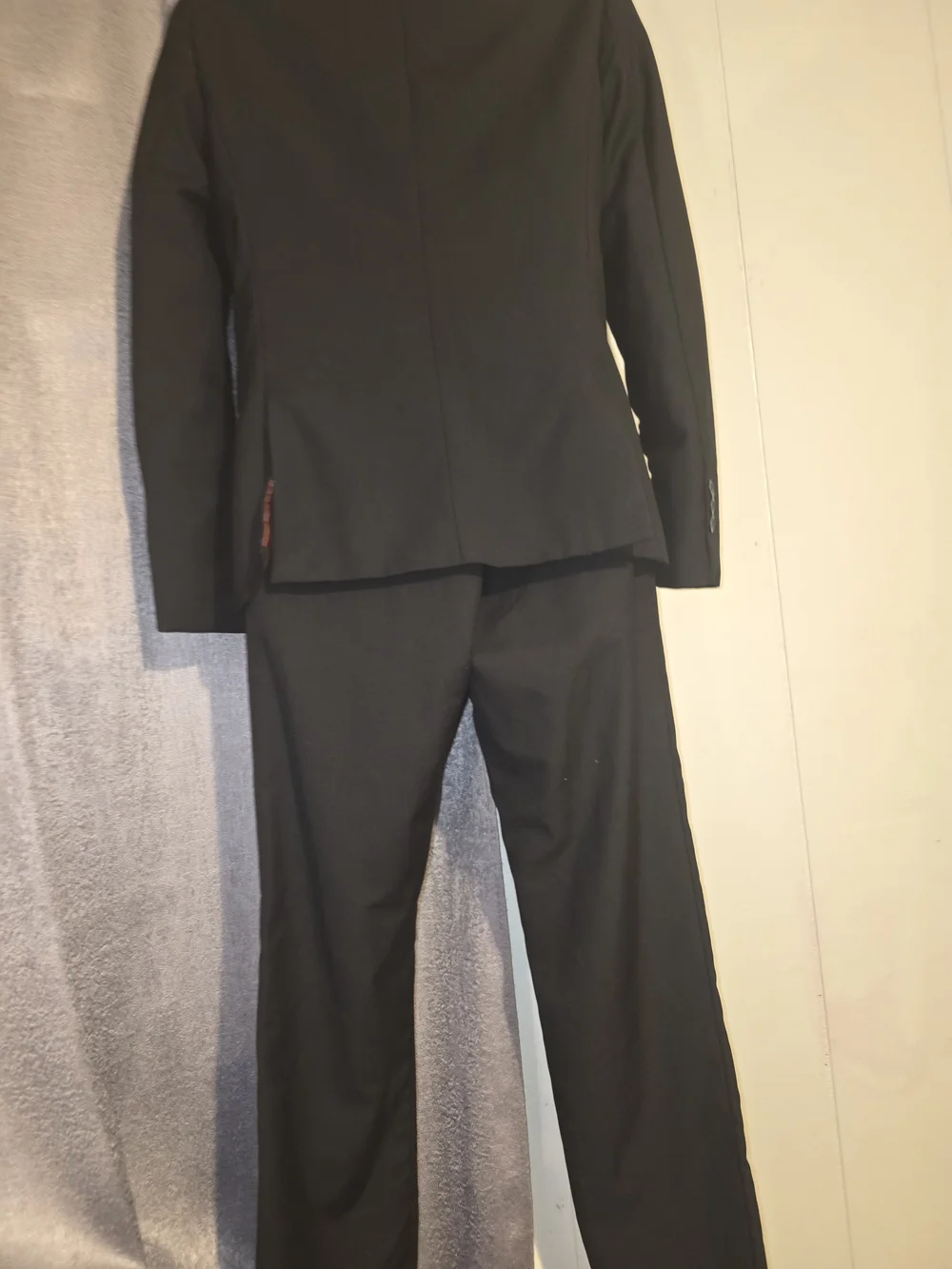 Kids Black Mandarin Collar Blazer and Trouser Set